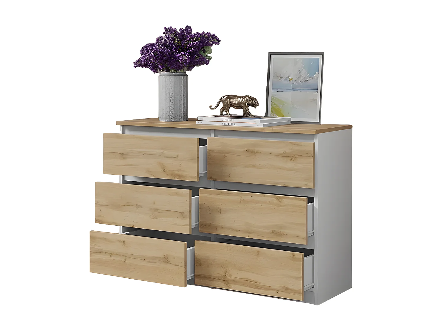 Commode moderne 6 tiroirs spacieuse design moderne élégant IRIS