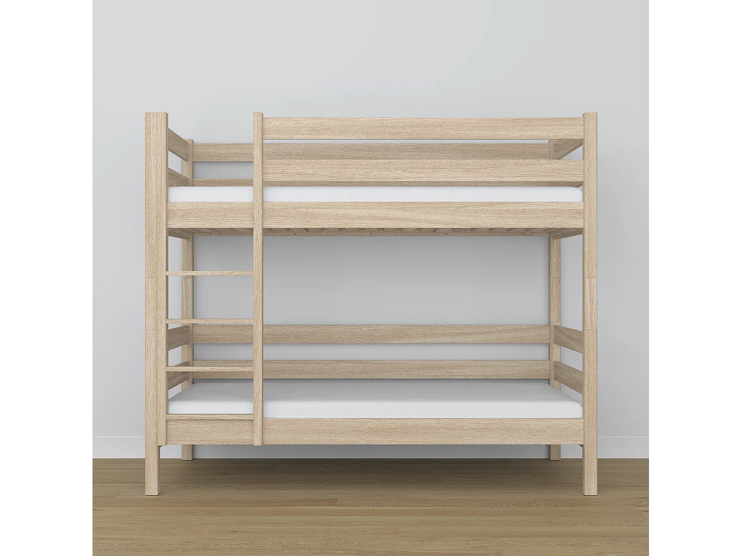 Lit superposé en chêne N01 Chêne Blanchi 90x180