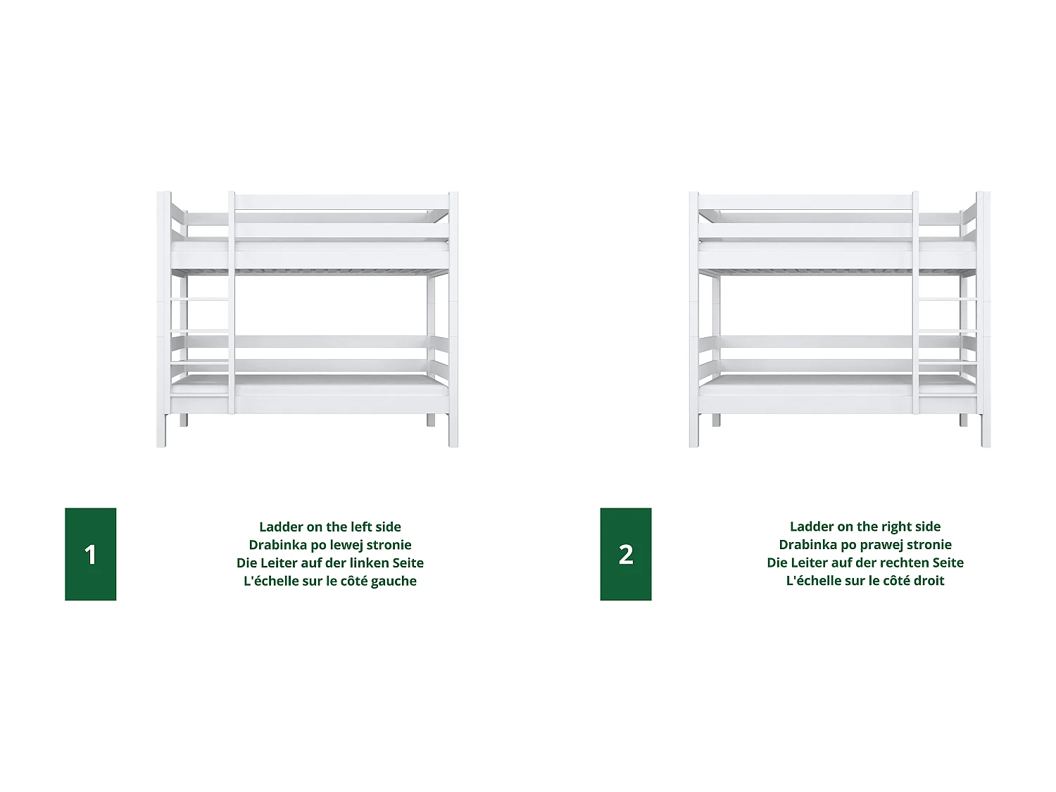 Lit superposé en bois N01 Blanc 80x200