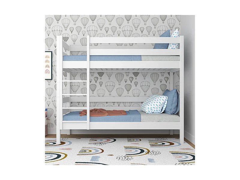 Lit superposé en bois N01 Blanc 90x190