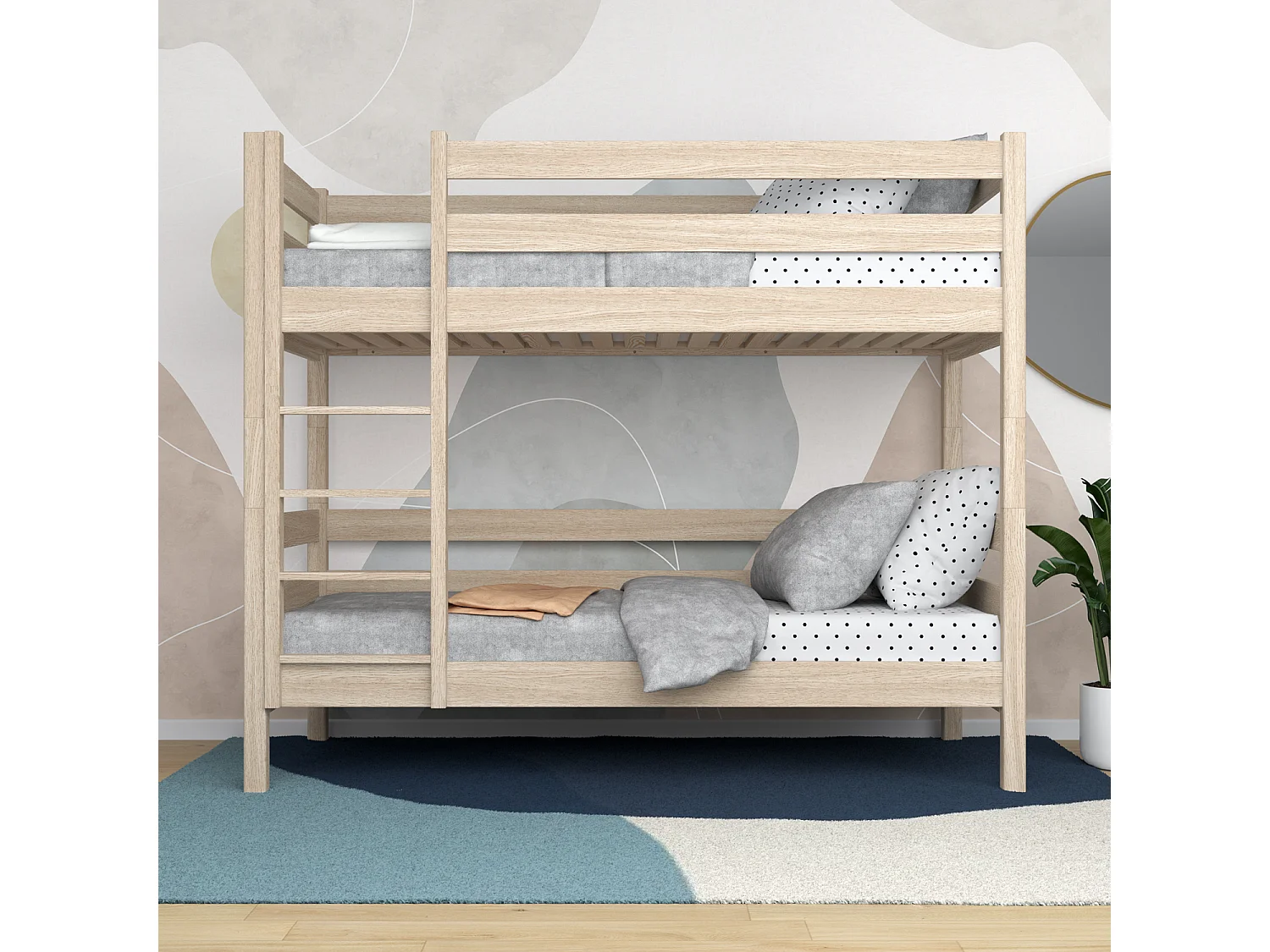 Lit superposé en chêne N01 Chêne Blanchi 100x200