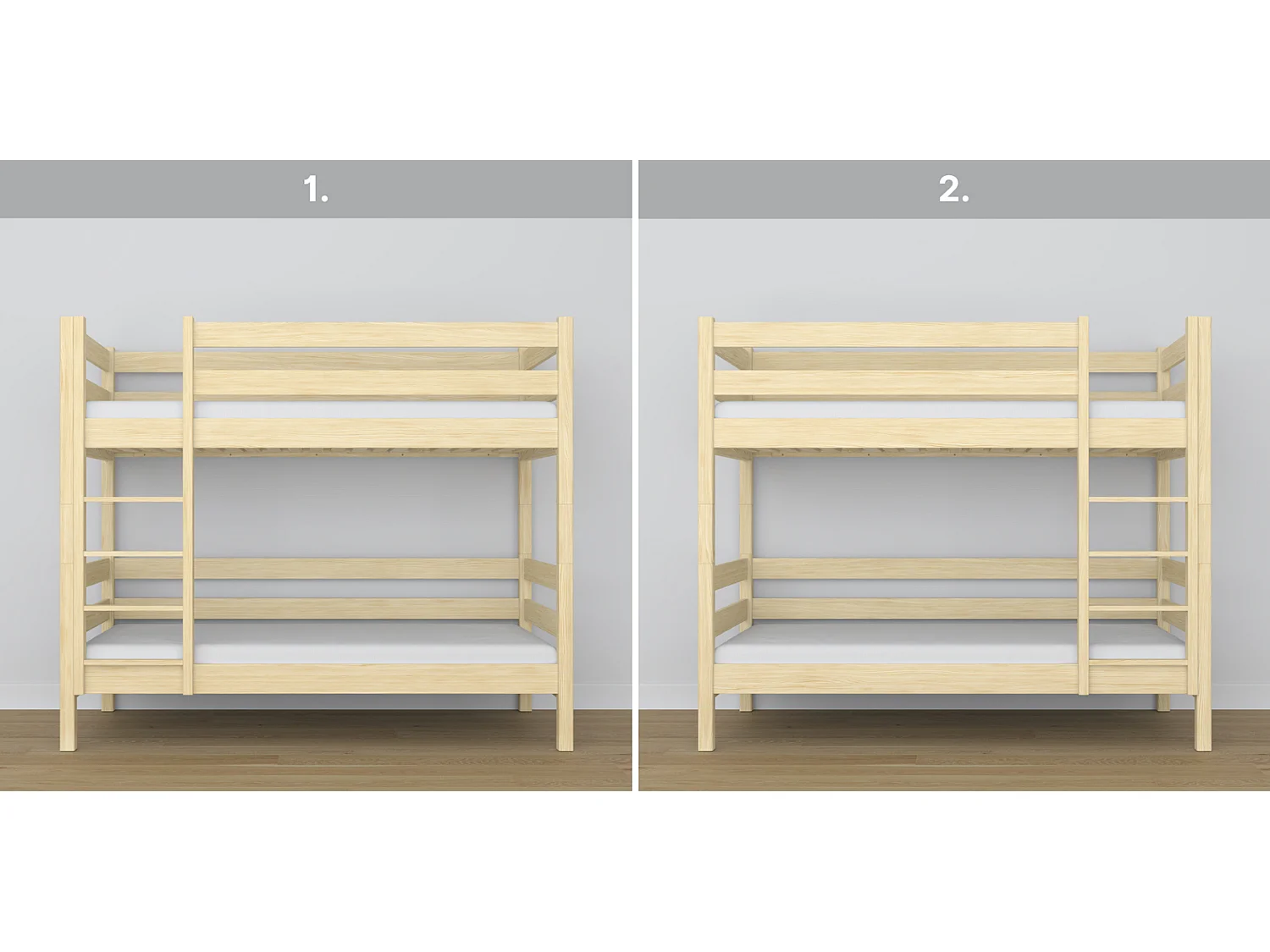 ETAGENBETT N01 Klare Kiefer 90x180