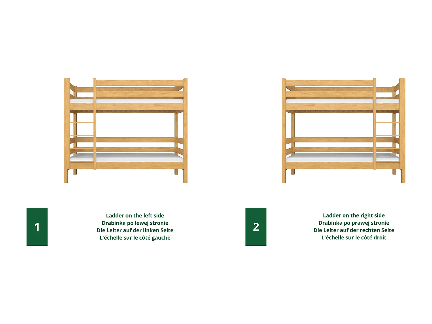 Lit superposé en bois N01 Pin Naturel 90x180