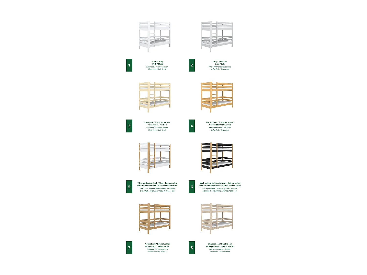 ETAGENBETT N01 Klare Kiefer 100x180