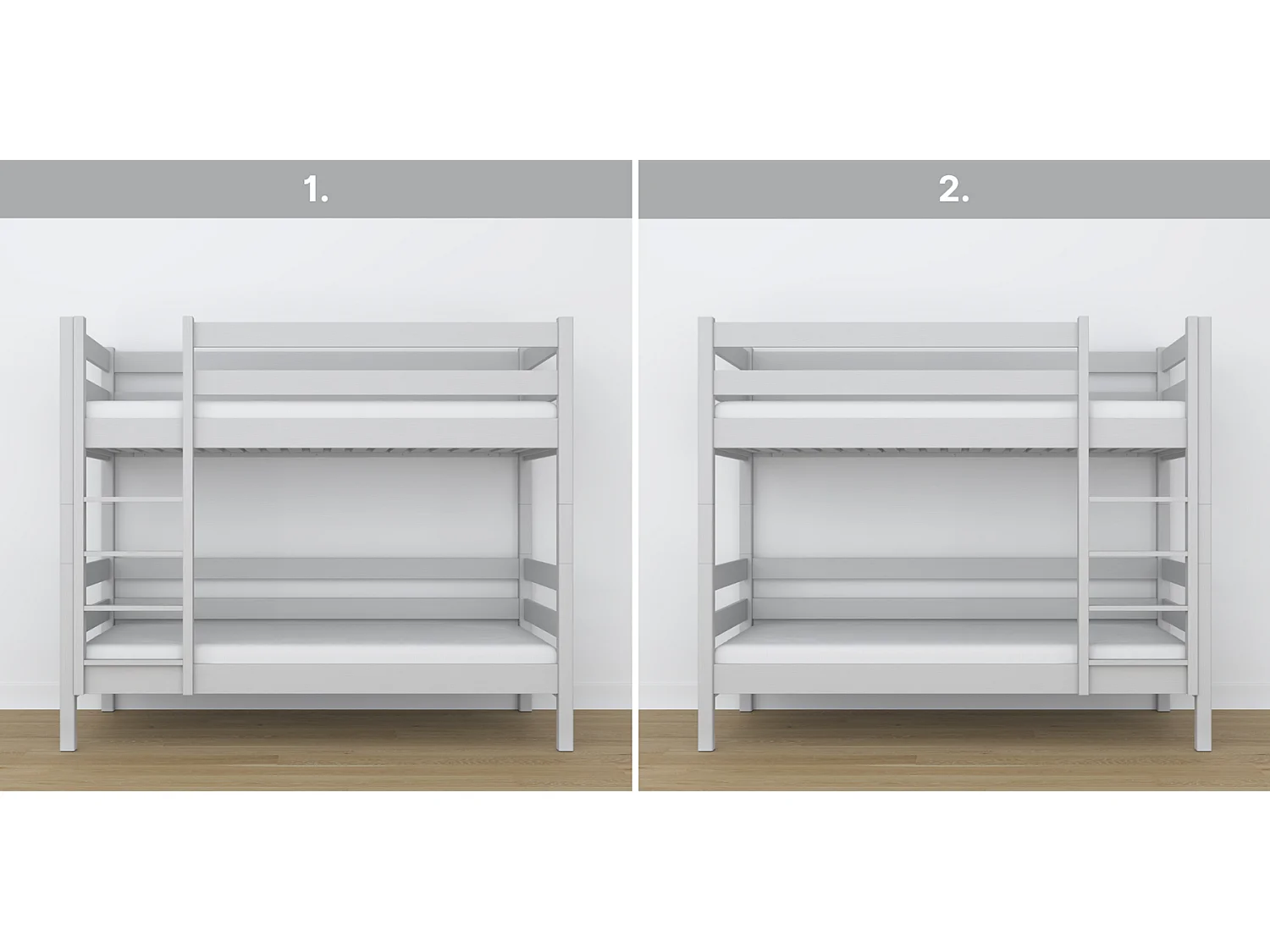 Lit superposé en bois N01 Gris 90x200