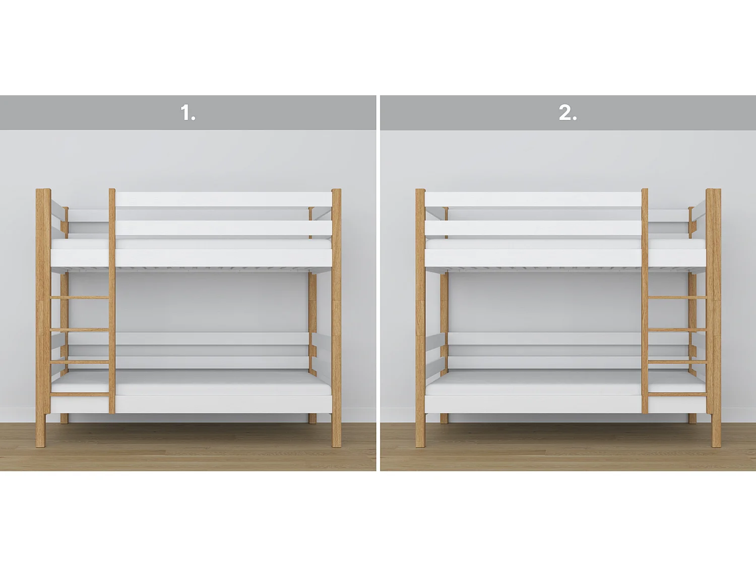 ETAGENBETT N01 Weiß / Eiche Natur 80x180