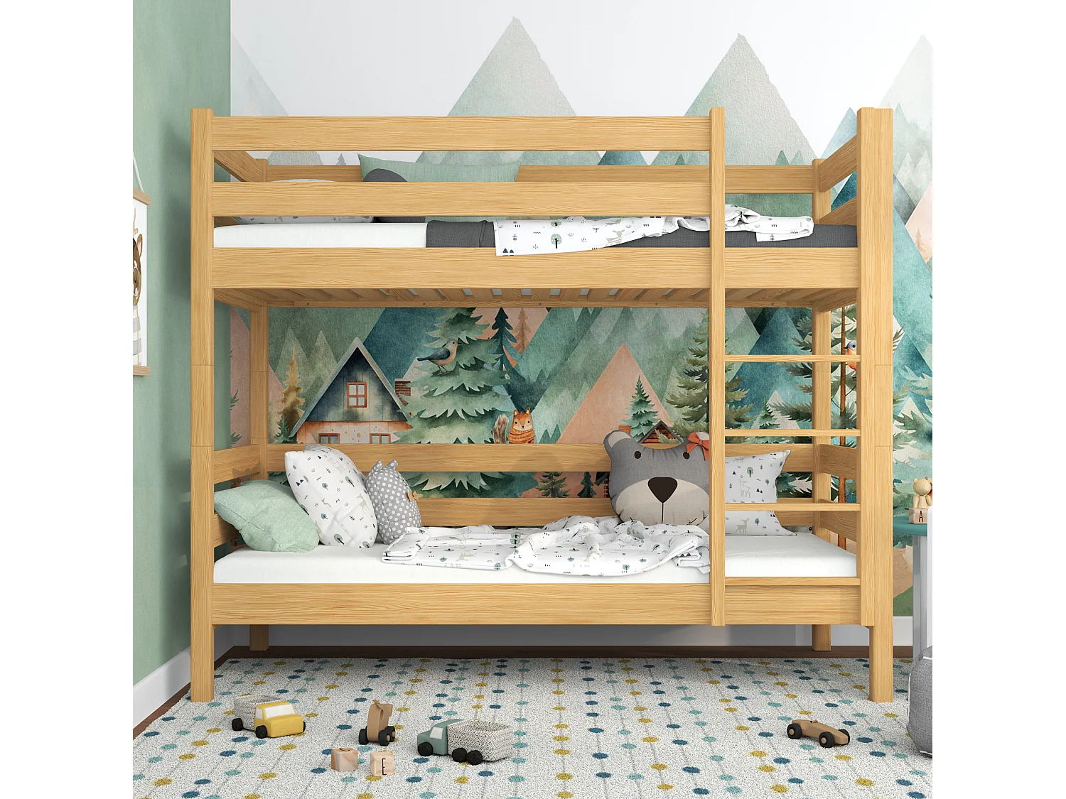 Lit superposé en bois N01 Pin Naturel 80x180