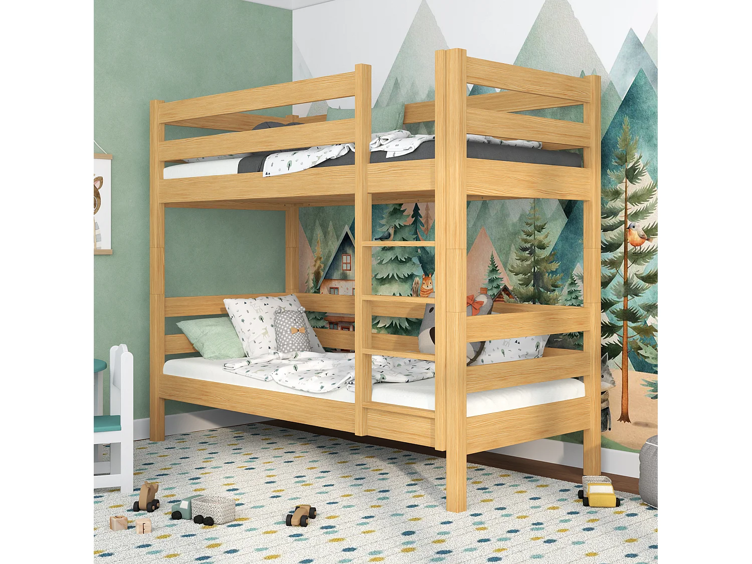 Lit superposé en bois N01 Pin Naturel 100x190