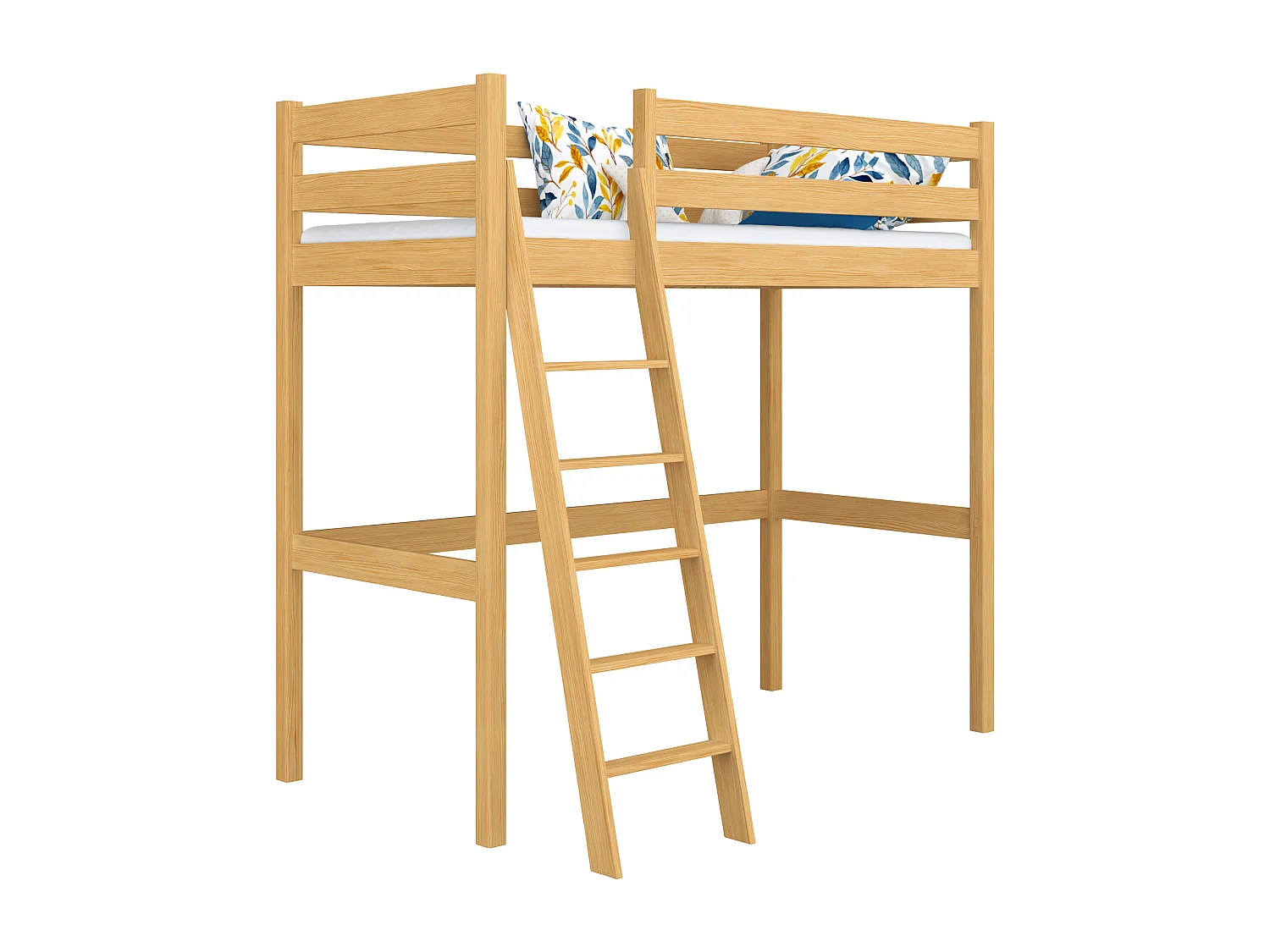 Lit mezzanine en bois N03 Pin Naturel 120x200