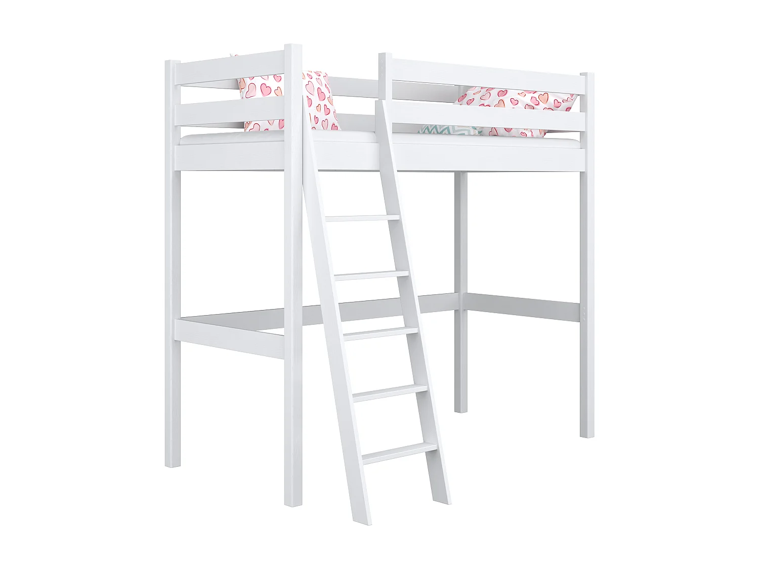 Lit mezzanine en bois N03 Blanc 90x200