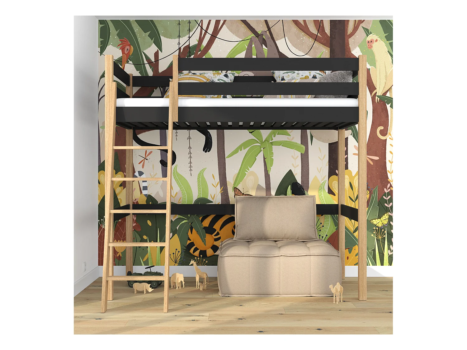 HOCHBETT N03 Schwarz / Eiche Natur 120x180
