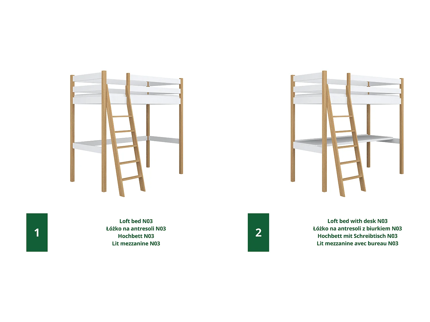 HOCHBETT N03 Weiß / Eiche Natur 120x190