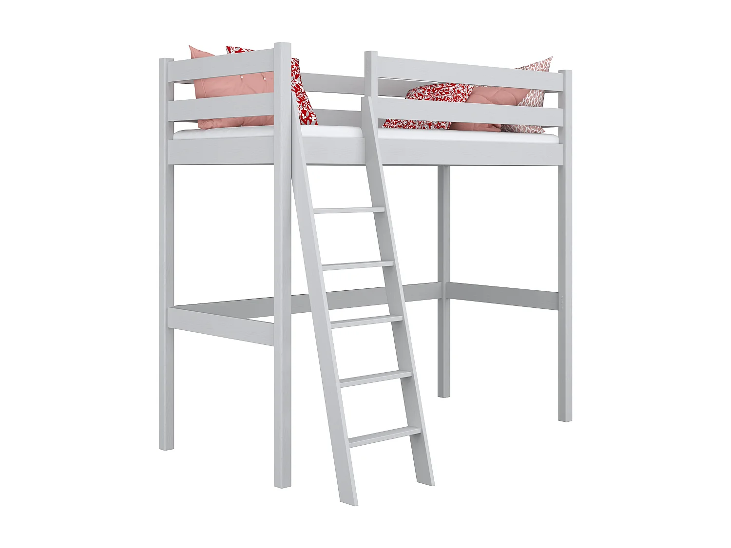 Lit mezzanine en bois N03 Gris 90x200