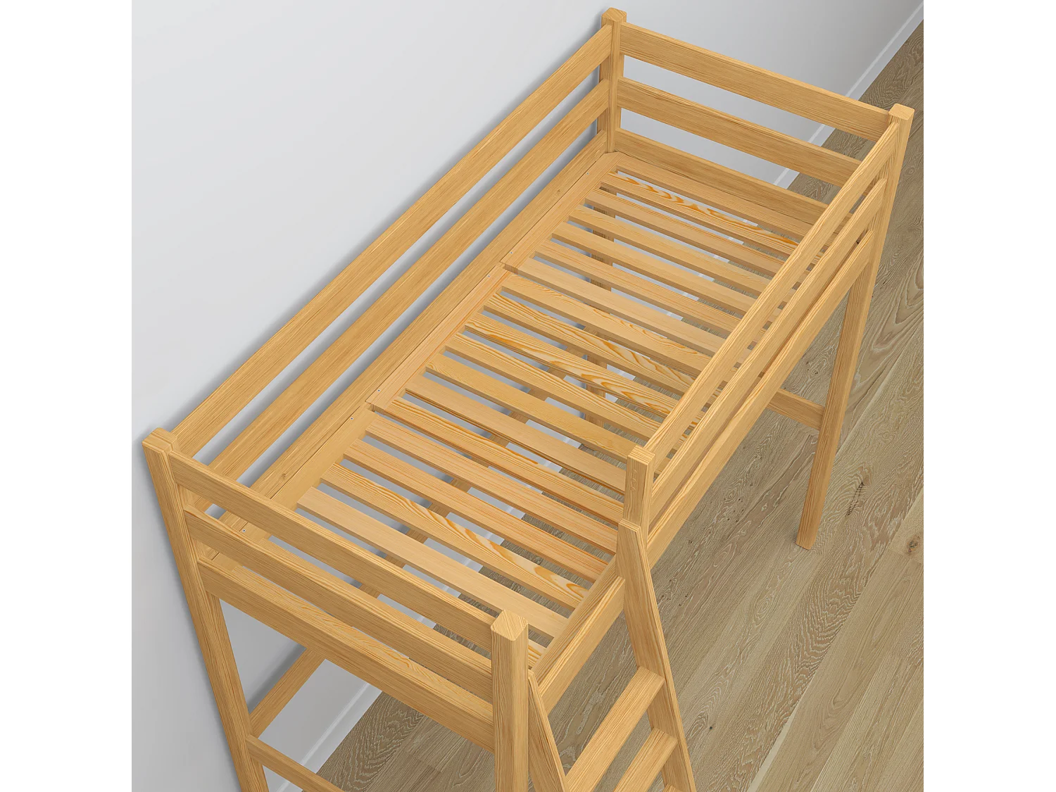 Lit mezzanine en bois N03 Pin Naturel 90x200