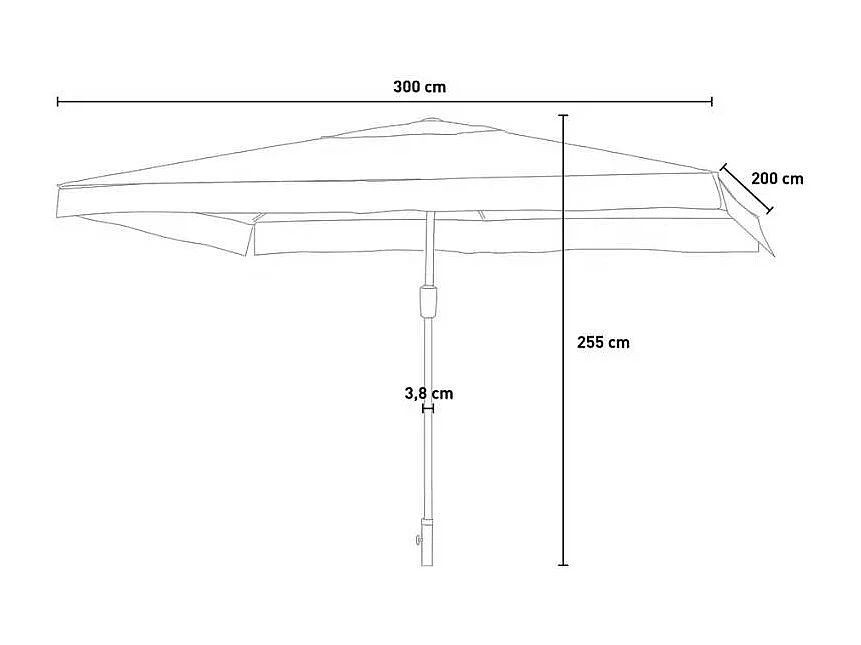 Ombrellone da giardino terrazzo rettangolare 3x2 inclinabile Tropico
