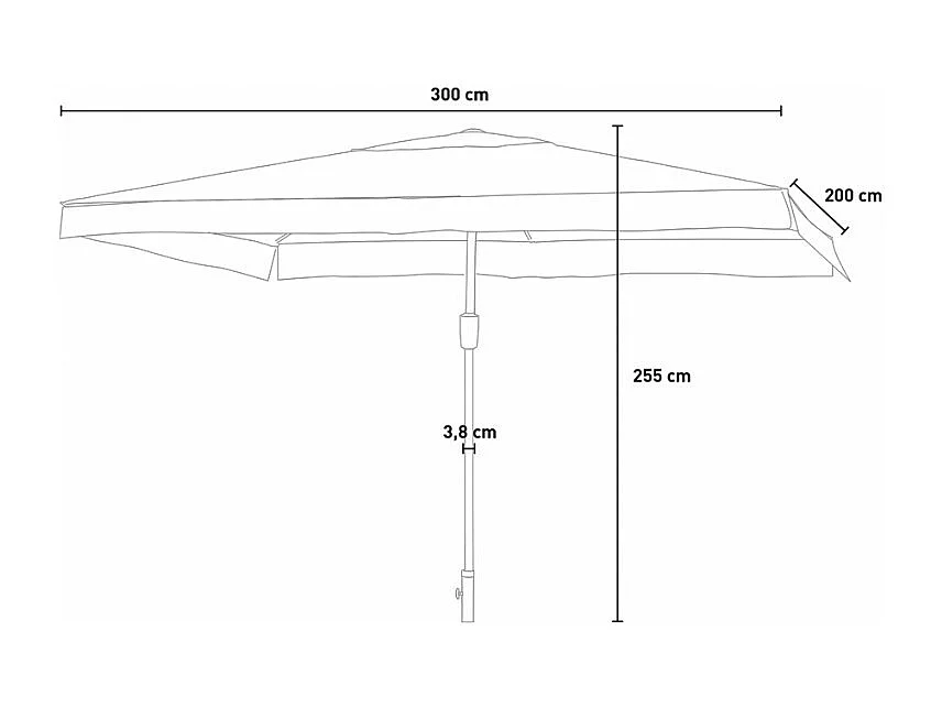 Sombrilla con palo central rectangular 3x2 volantes Rios Flap