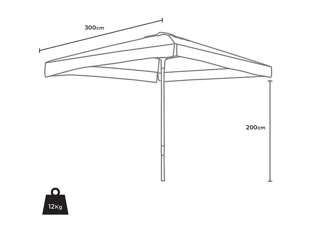 Parasol jardin terrasse 3x3 aluminium carré solide blanc MIRATI