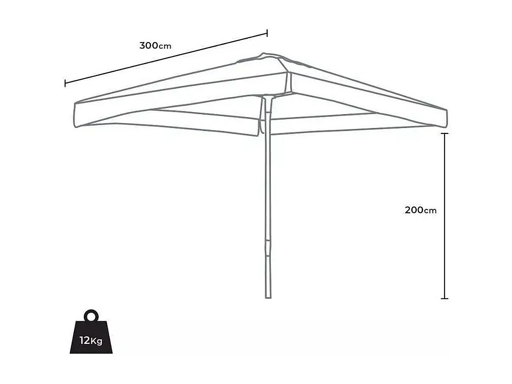 Parasol jardin terrasse 3x3 aluminium carré solide blanc MIRATI