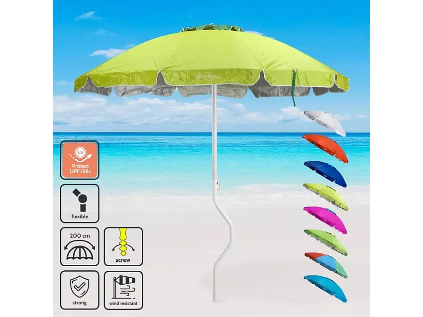 Ombrellone da spiaggia solido 200 cm fissaggio elicoidale Clima