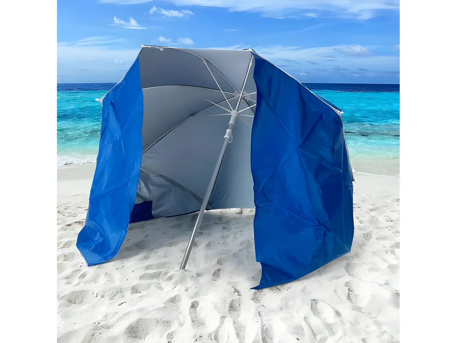 Ombrellone da spiaggia pieghevole in alluminio con tenda 160 cm Acqua