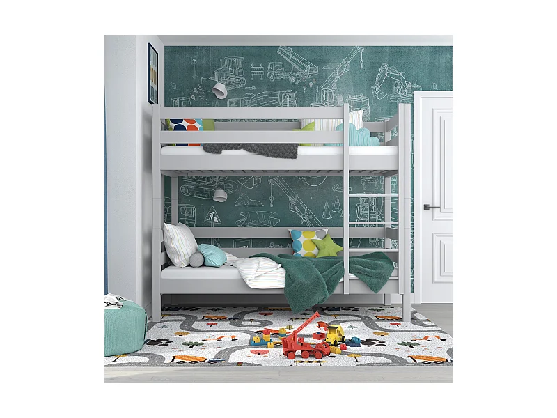 Lit superposé en bois N01 Gris 100x180