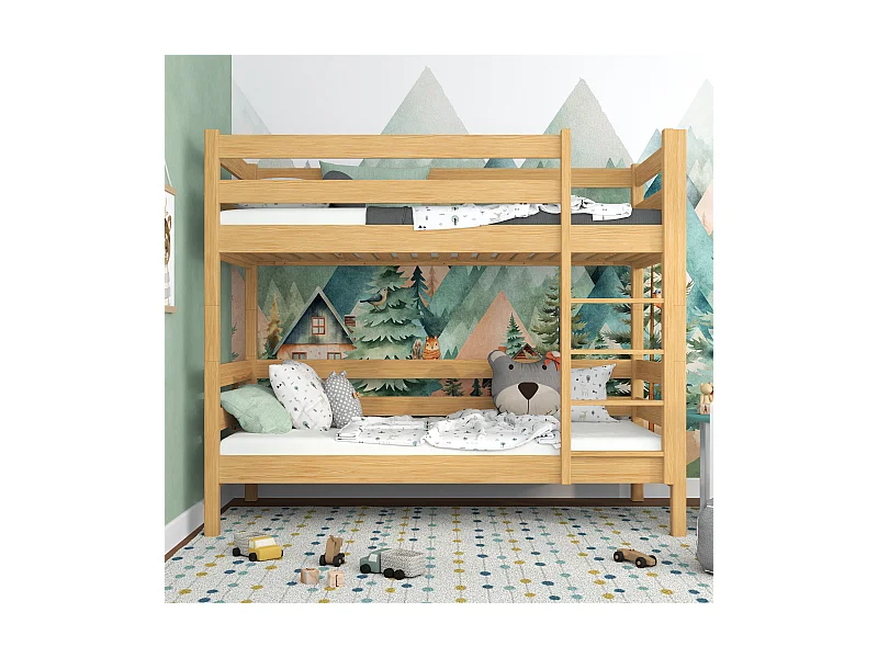 Lit superposé en bois N01 Pin Naturel 90x200