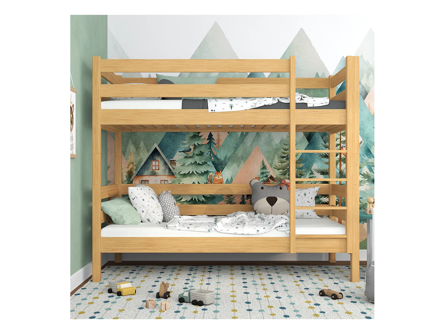 Lit superposé en bois N01 Pin Naturel 90x200