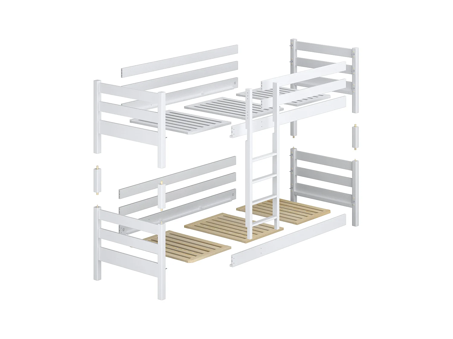 Lit superposé en bois N01 Pin Naturel 100x180