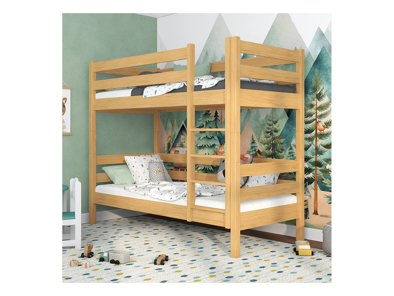 Lit superposé en bois N01 Pin Naturel 100x180