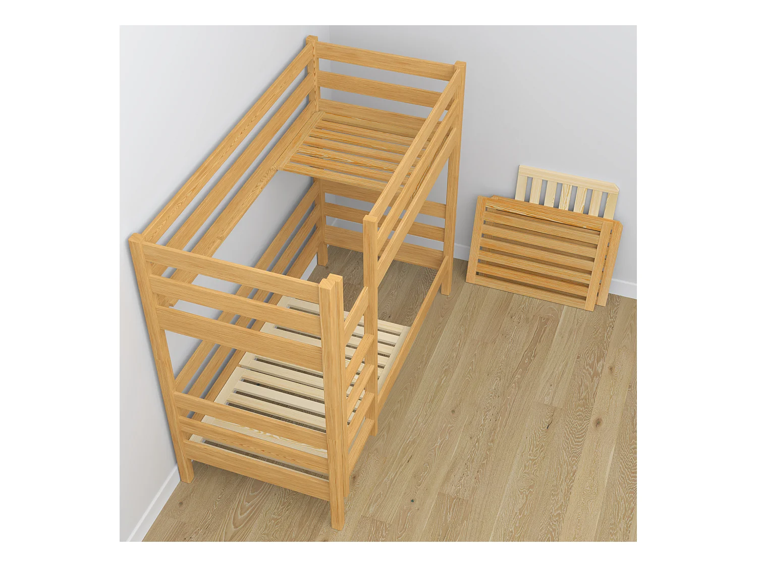 Lit superposé en bois N01 Pin Naturel 100x180