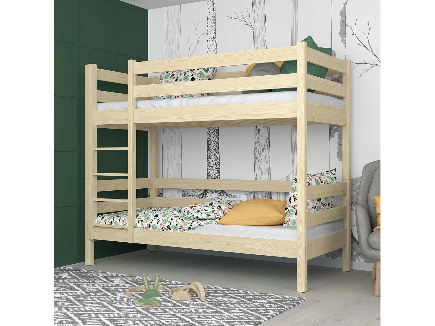 Lit superposé en bois N01 Pin Clair 120x180