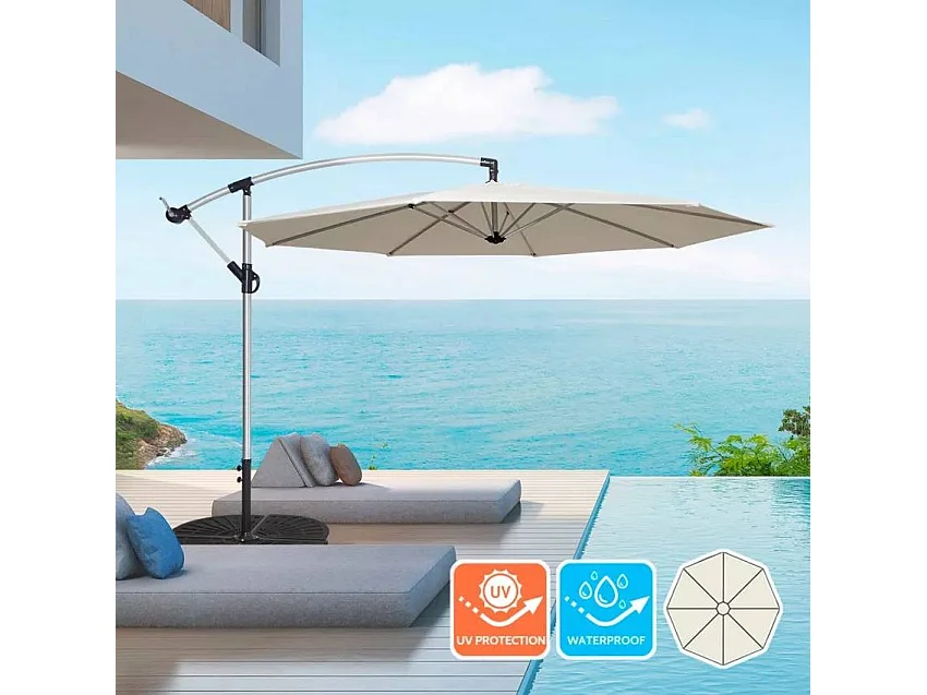 Parasol de jardin déporté 3 m octogonal bar et hôtel LAGUMI