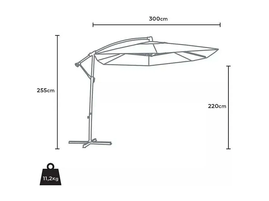Parasol de jardin déporté 3 m octogonal bar et hôtel LAGUMI