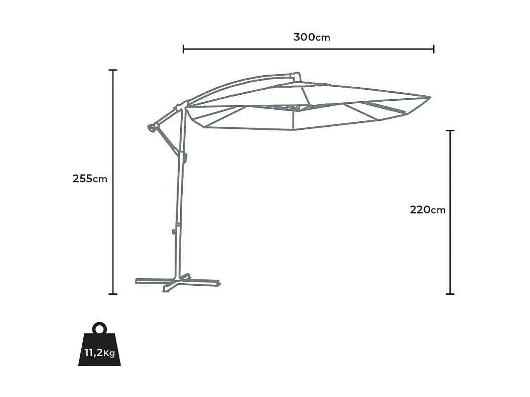 Parasol de jardin déporté 3 m octogonal bar et hôtel LAGUMI