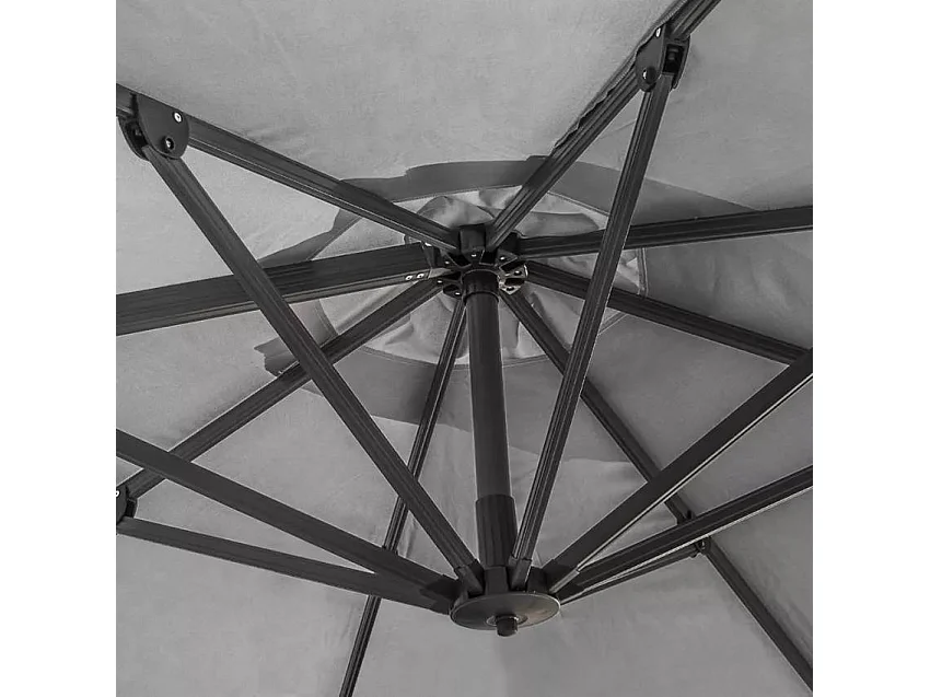 Parasol déporté jardin 3x3 bar restaurant terrasse avec volant ROSEE
