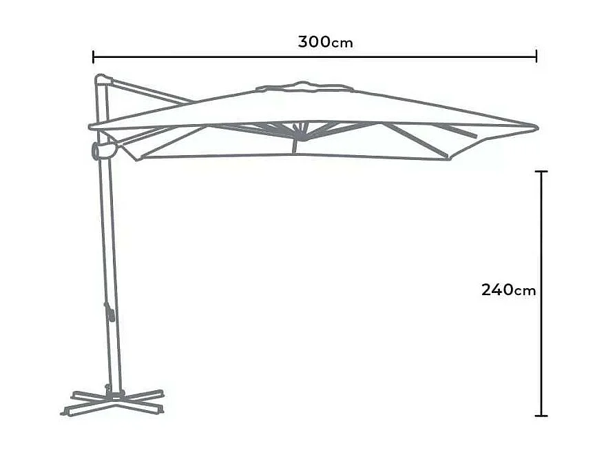 Parasol déporté jardin 3x3 bar restaurant terrasse avec volant ROSEE