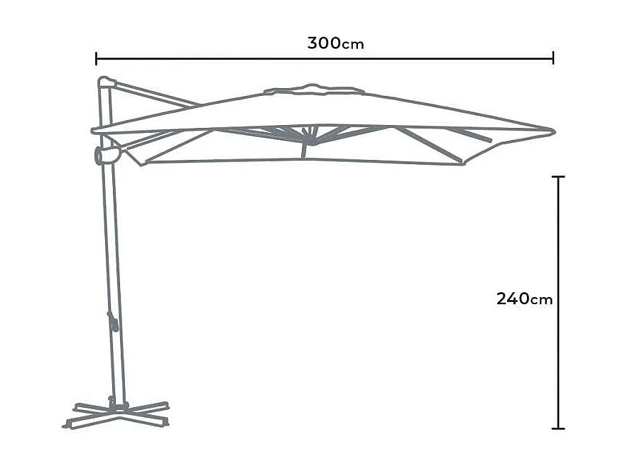 Parasol déporté jardin 3x3 bar restaurant terrasse avec volant ROSEE