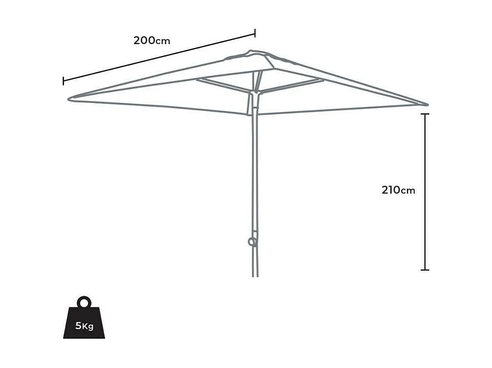 Ombrellone da giardino quadrato 2x2 in alluminio Solé