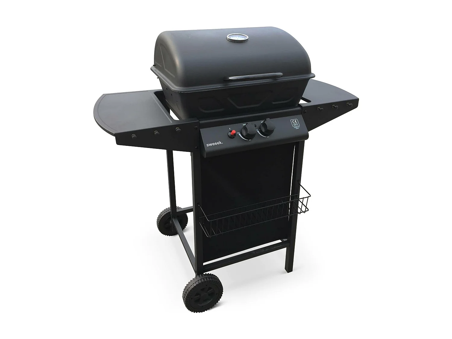 Barbecue au gaz - Aramis -  Cuisine extérieure 2 brûleurs avec tablettes latérales et thermomètre