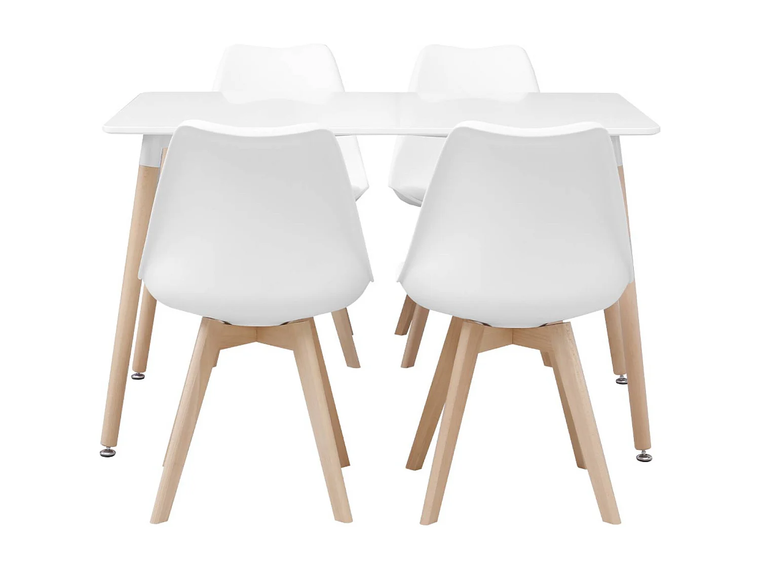 Set tavolo e 4 sedie da pranzo scandinavo con gambe in legno,
