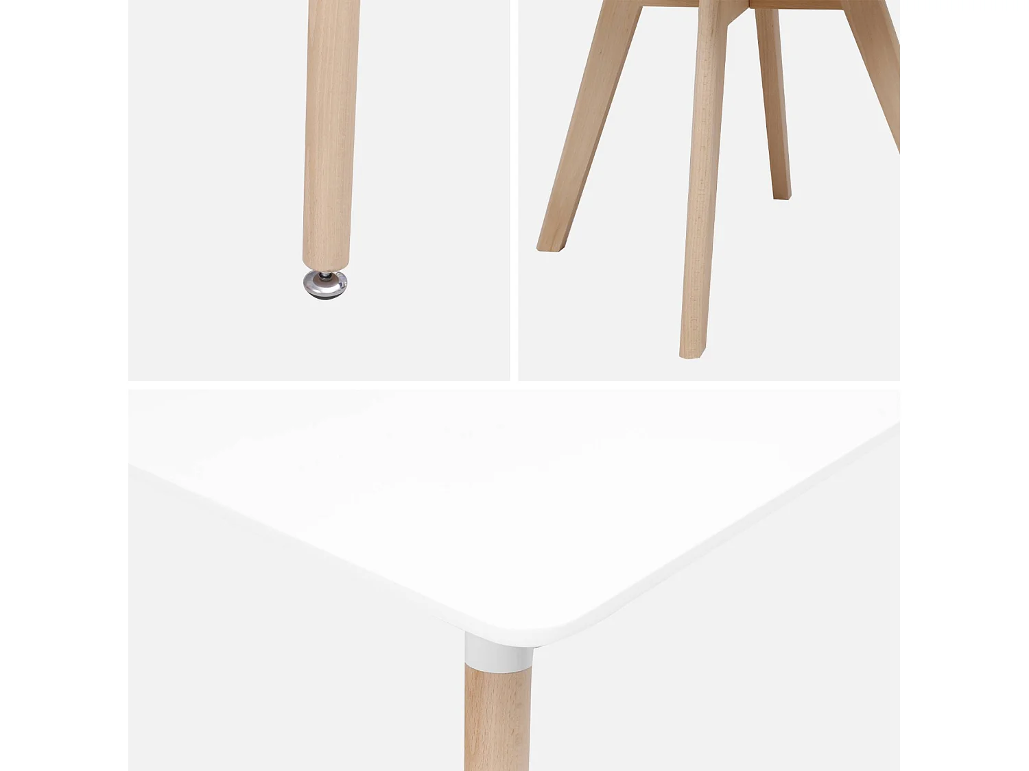 Set tavolo e 4 sedie da pranzo scandinavo con gambe in legno,