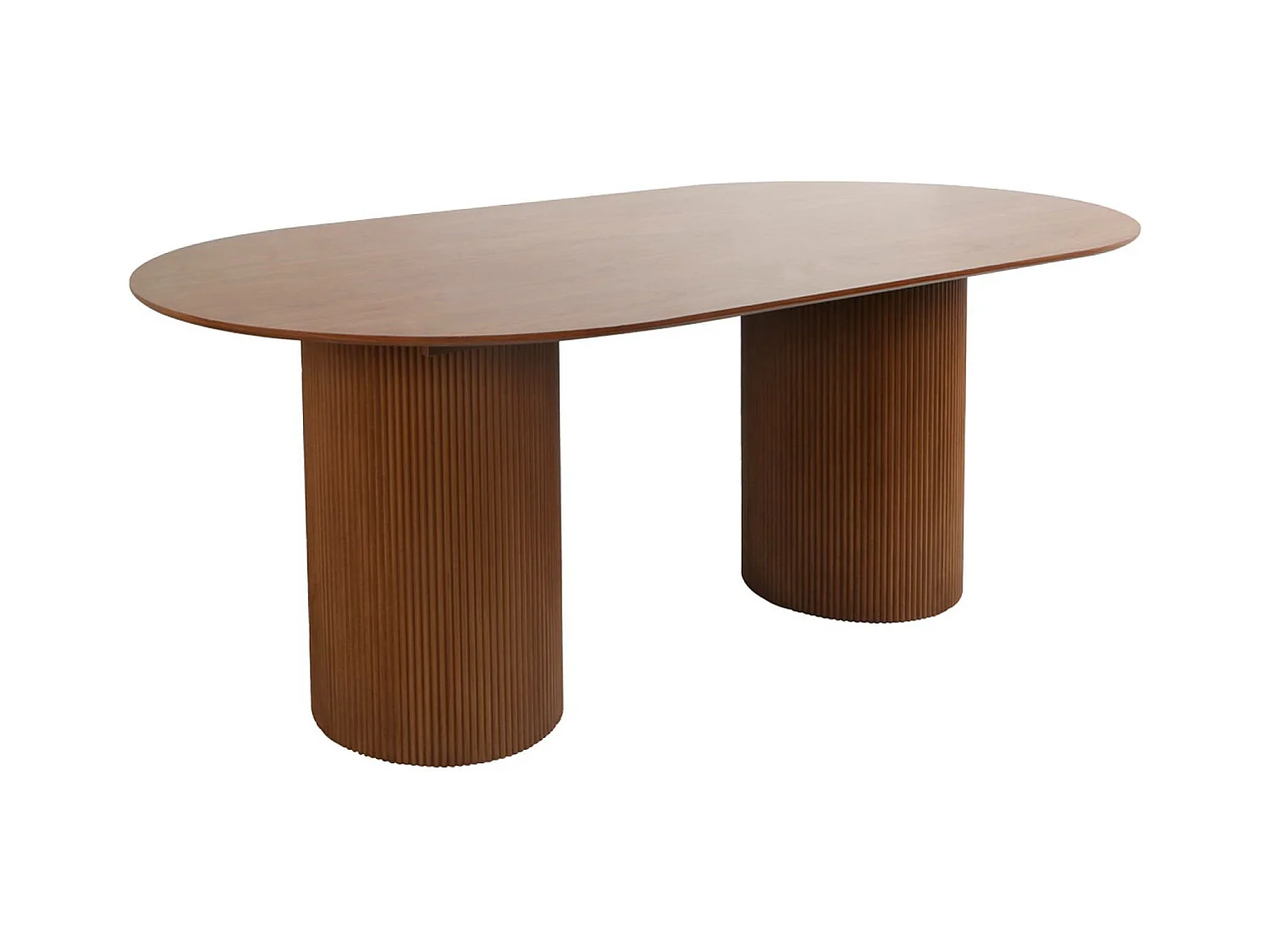 Table à manger oblongue effet bois sculpté 4-6 places. couleur noyer. 180cm