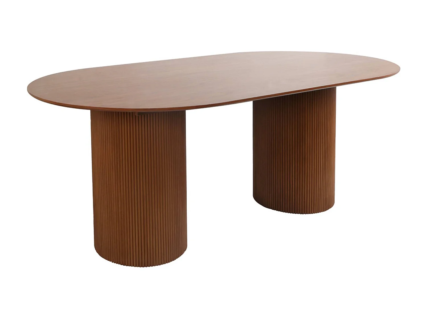 Table à manger oblongue décor bois sculpté 4-6 places. couleur noyer. 180cm