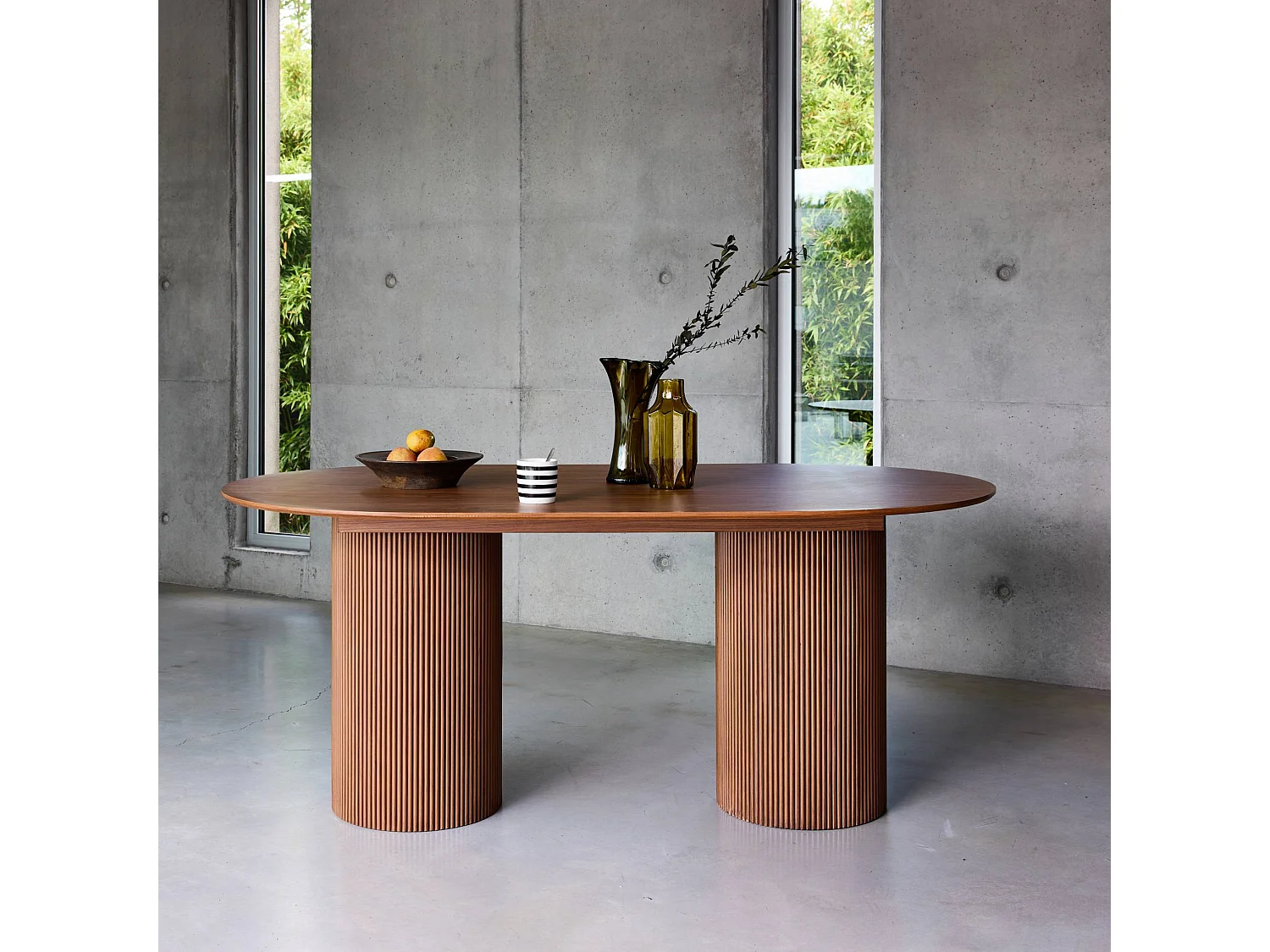 Mesa de comedor con efecto de madera con 4-6 plazas, 180cm nogal