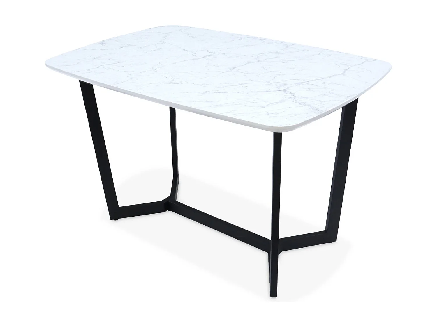Table à manger 4 à 6 places effet marbre. pieds métal noir. 120cm