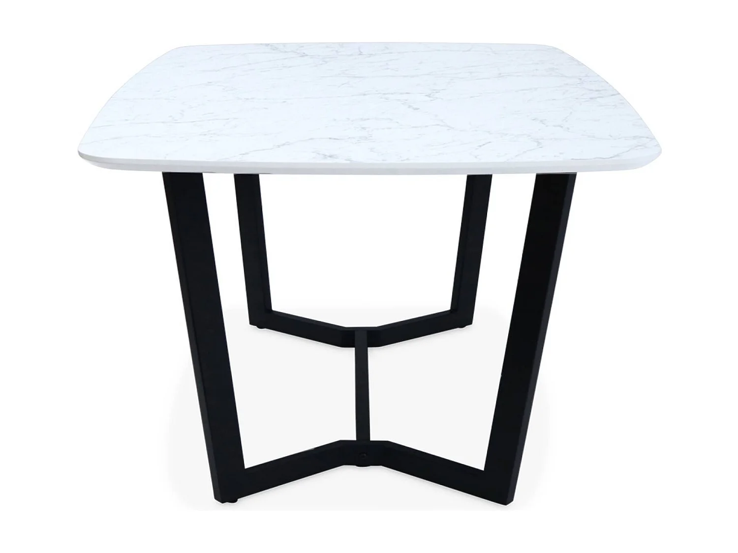 Table à manger 4 à 6 places effet marbre. pieds métal noir. 120cm