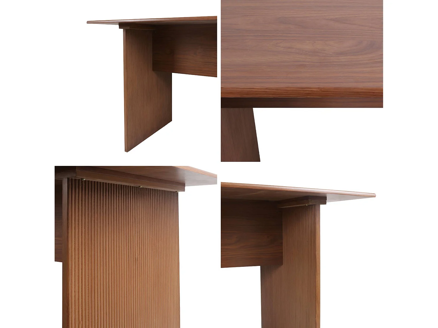 Table à manger rectangulaire décor bois sculpté 4-6 places. 170cm. couleur noyer