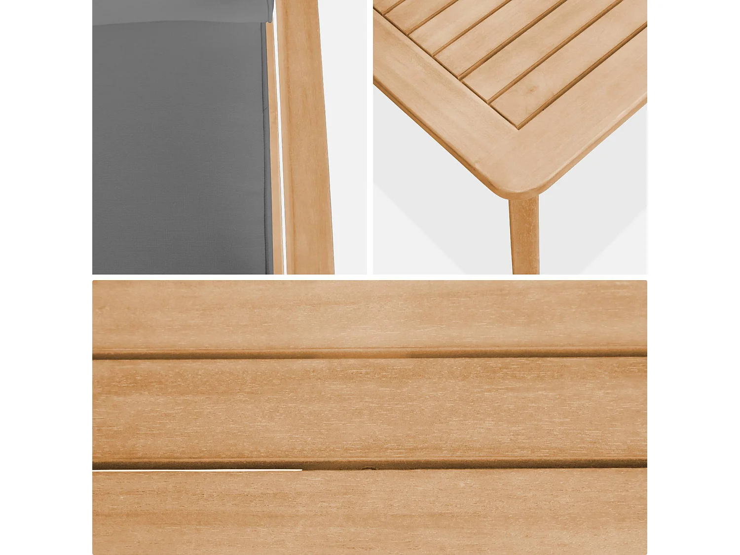 Conjunto de muebles de jardín de madera acacia, 4 plazas gris