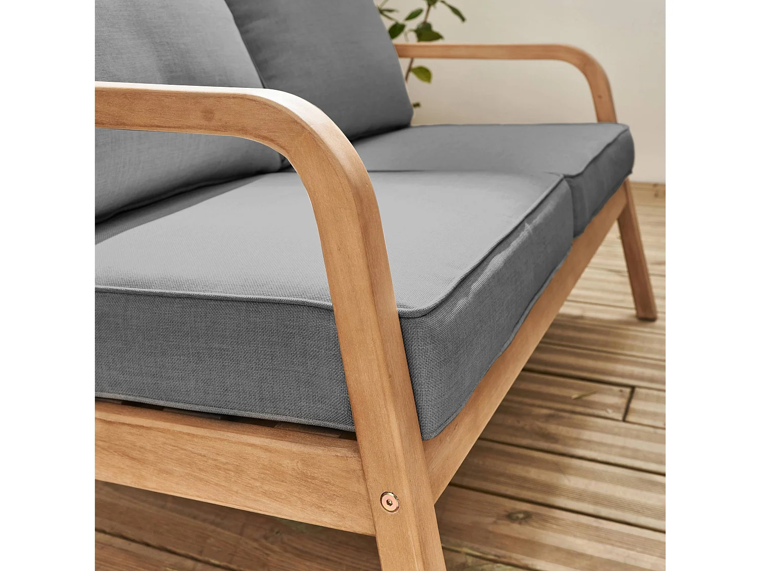 Conjunto de muebles de jardín de madera acacia, 4 plazas gris