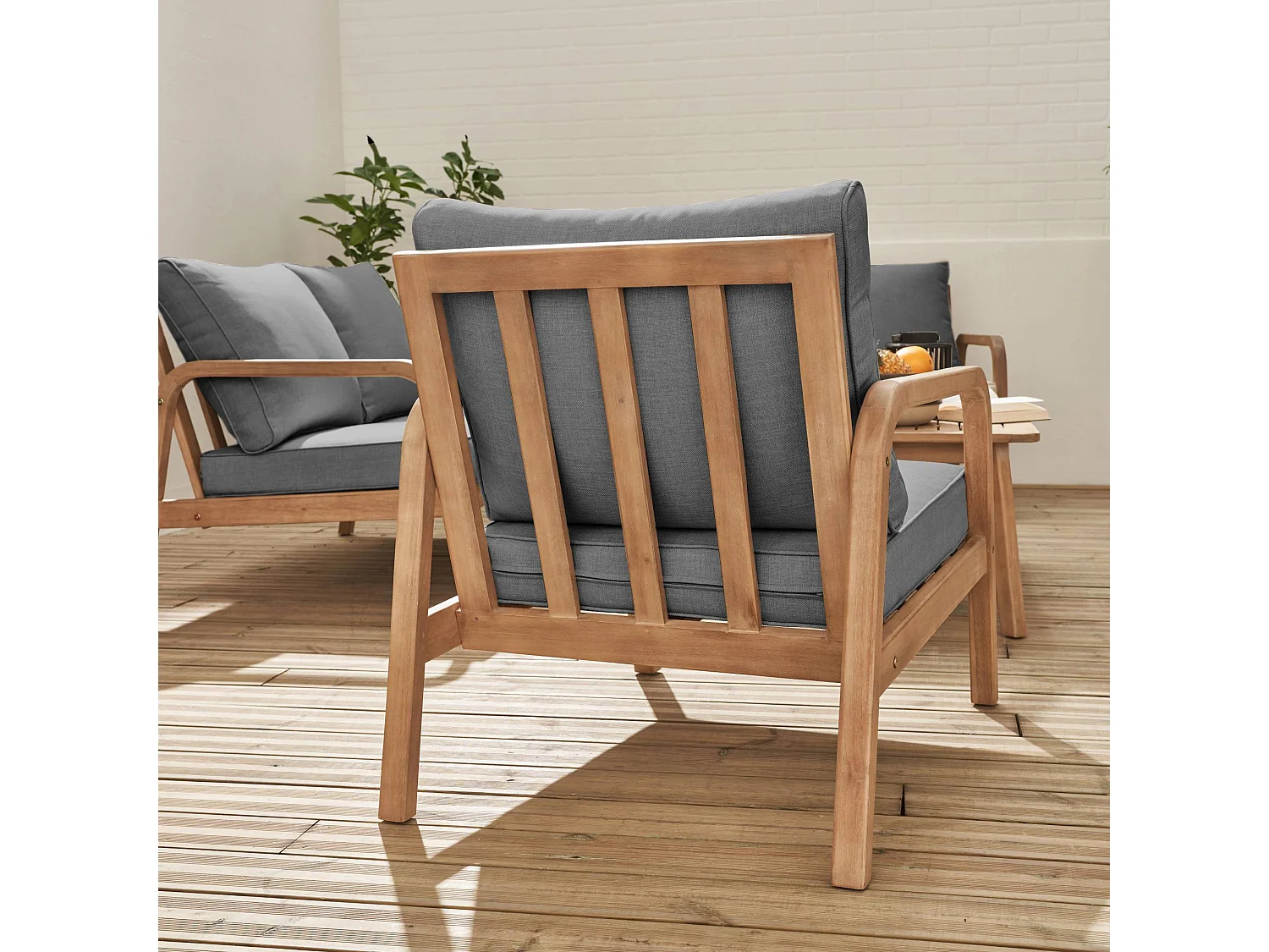 Conjunto de muebles de jardín de madera acacia, 4 plazas gris